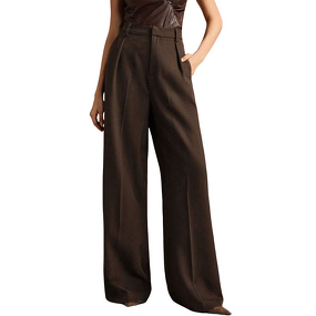 Women's Pants - European American Summer High Waist Polyester Vintage Suit Casual Loose Straight Business Commuting