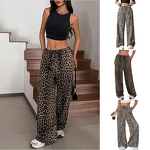 Women's Pants - Street Style Low Waist Vintage Straight Wide Leg Leopard Print Polyester Casual Summer