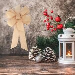 Christmas Bow Decoration - Extra-large Linen for Holiday Scene Setting Door