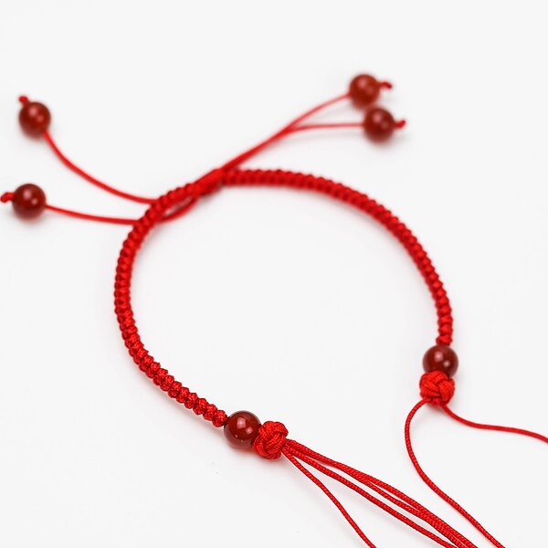 Rope Bracelet - Original Handmade Red Agate Semi-finished with Beads DIY