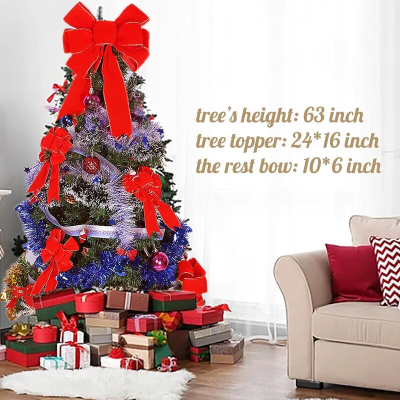 Christmas Bow Decoration - Extra-large Red for Holiday Scene Setting Door