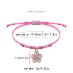 Braided Bracelet - Adjustable Pink Four-Leaf Clover Love Pink Butterfly Rope
