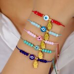 Evil Eye Bracelet - Crystal Bead Couple Friendship Good Luck Hand-woven