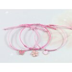 Braided Bracelet - Adjustable Pink Four-Leaf Clover Love Pink Butterfly Rope