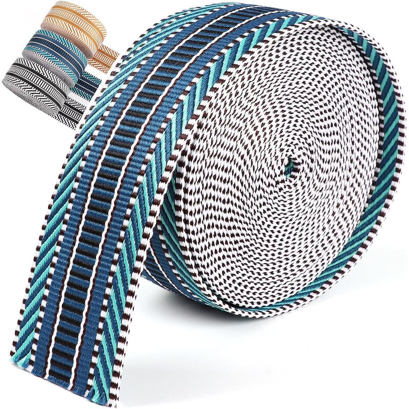 Webbing Jacquard - Blue Polyester 2" Upholstery for Belt Tote Sleeping Bag