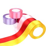 Satin Ribbon - 1.5 Inch Yellow Single Face Solid Color Polyester Embroidered