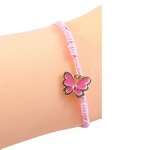 Braided Bracelet - Adjustable Pink Four-Leaf Clover Love Pink Butterfly Rope