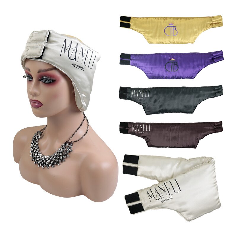 Satin Edge Band - Custom Logo Hair Wraps Cotton Padding Lined Wide Head Wrap