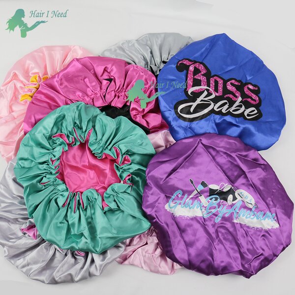 Satin Hair Bonnet - Wholesale Full Logo Printed Custom Double Layers Designer