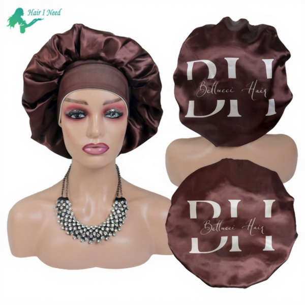 Satin Bonnet - Custom With Logo Wide High Elastic Headband Double Layer