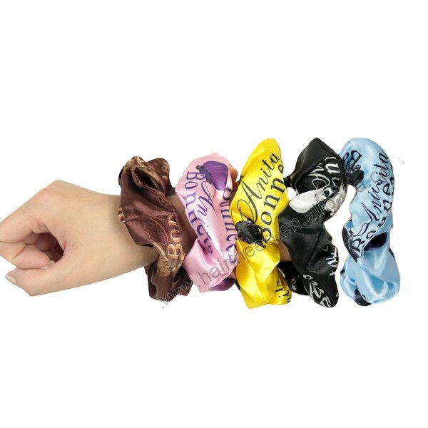 Hair Ties - Factory Custom Logo Satin Scrunchies Personalized Pattern Elastic