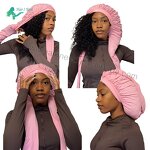 Turban Bonnet - Custom Logo Women's Braid Sleeping Cap with Tie Band Hair Dryer