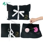 Velvet Gift Pouch - Custom Black Logo Printed Flap for Jewelry Makeup Clothing