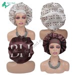 Satin Bonnet - Custom With Logo Wide High Elastic Headband Double Layer