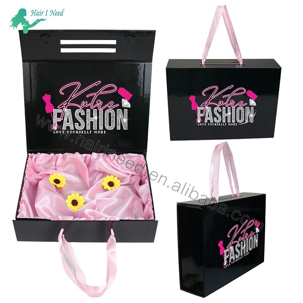 Magnetic Closure Gift Box - Wholesale Custom Glossy Luxury with Handles for Wig