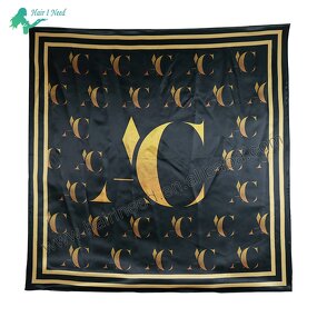 Silk Scarf - Custom Own Brand Logo Digital Printed Satin Square for Women