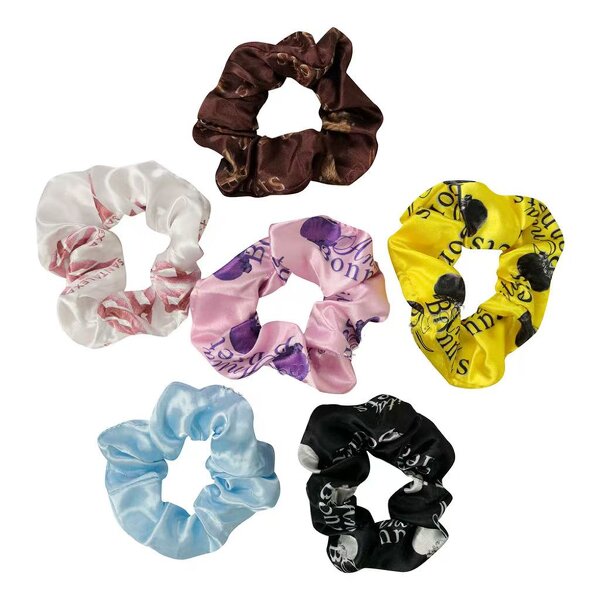Hair Scrunchies - Wholesale Custom Logo Cheap Satin Black for Women