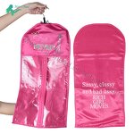 Satin Bag - Luxury Purple Personalized with Logo Storage Zipper Hangers for Hair