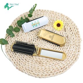 Hair Brush - Portable Private Label Mini Mirror with Logo Small for Girls