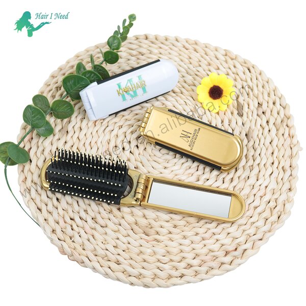 Hair Brush - Portable Private Label Mini Mirror with Logo Small for Girls
