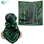 Silk Scarf - Luxury New Satin Small Grid Printing Neckerchief Soft for Women