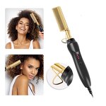 Hair Straightener Comb - Electric Hot Iron Curler for Straight Curly Home Use