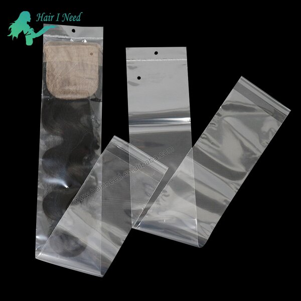 Hair Extension Packaging Bag - Plastic Closure Self Sealing Adhesive Transparent