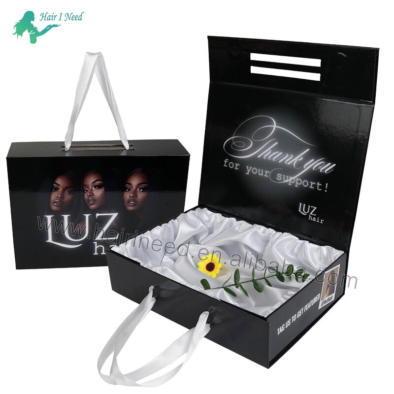 Hair Bundle Packaging Box - Customized with Satin Magnetic Closure for Wigs