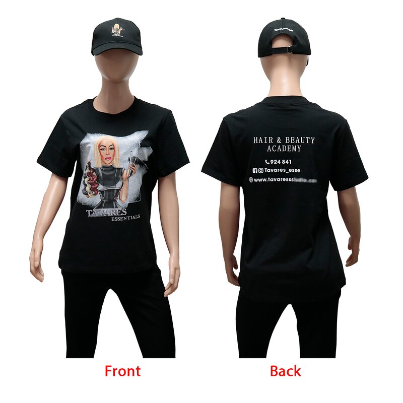 T-Shirt - Low MOQ Custom Pure Cotton Hair Salon Working Short Sleeve Unisex