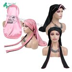 Satin Hair Bonnets - Custom Logo Long Braid Silk Designer Sport
