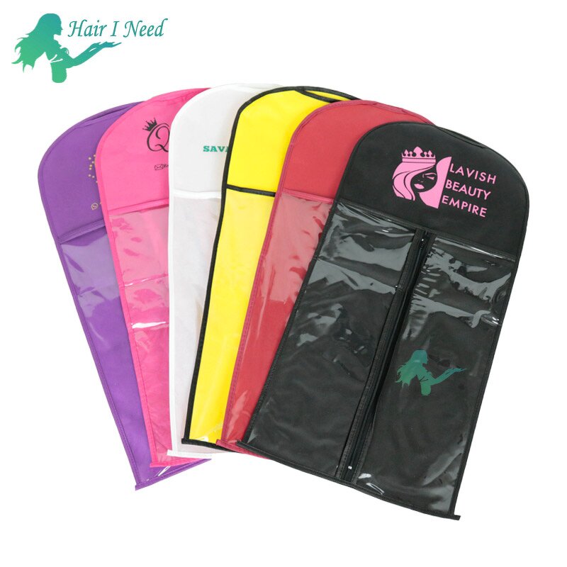 Wig Bags - Low MOQ Custom Logo PVC with Hanger Non Woven Zipper
