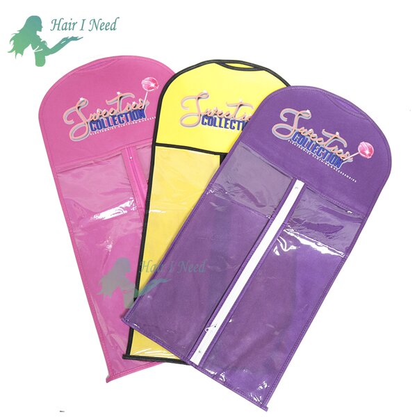 Hair Package Bag - Non Woven PVC Window Custom Logo Printing Zipper for Storage