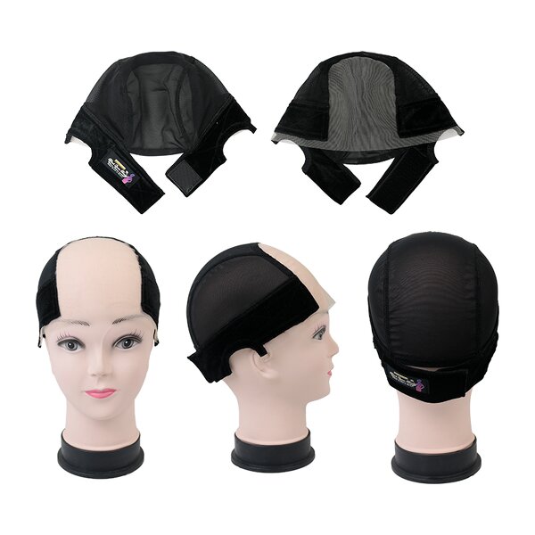 Wig Grip Cap - Black Beige Four Colors Velvet with Adjustable Headband Custom Tag