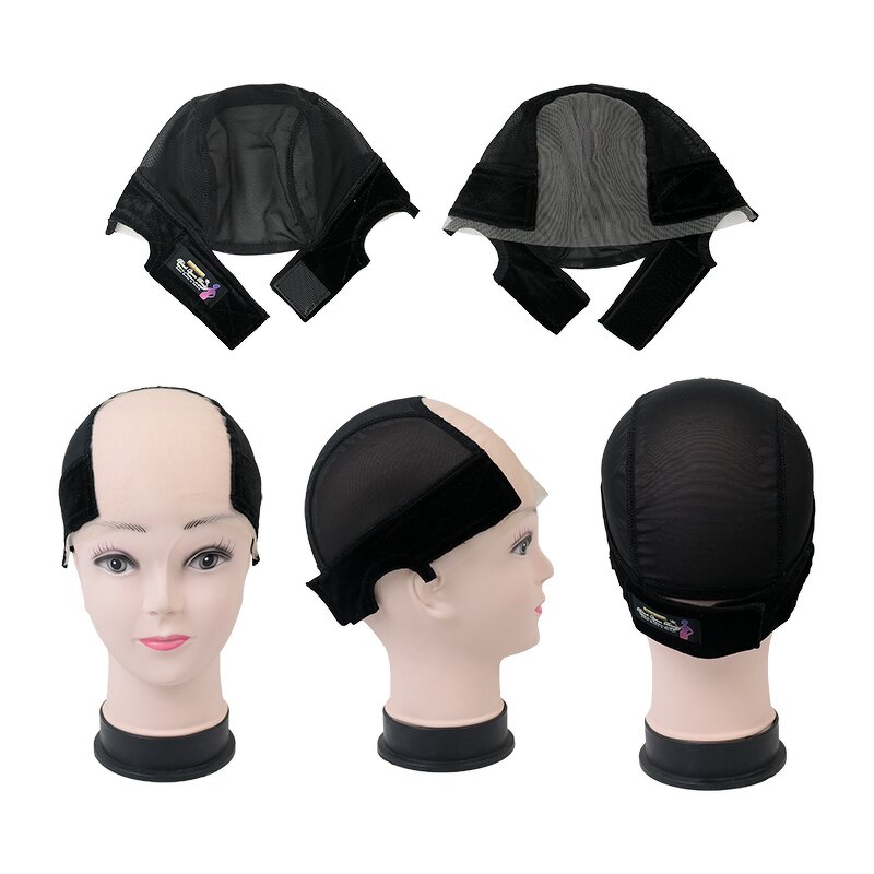 Wig Grip Cap - Black Beige Four Colors Velvet with Adjustable Headband Custom Tag
