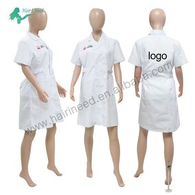 Nurse Uniform - Best Quality Custom Logo White Short Sleeve Skirt Dress for Hospital