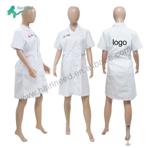 Nurse Uniform - Best Quality Custom Logo White Short Sleeve Skirt Dress for Hospital