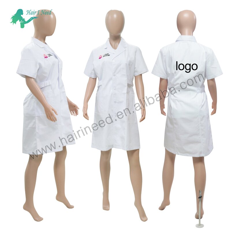Nurse Uniform - Best Quality Custom Logo White Short Sleeve Skirt Dress for Hospital