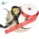 Satin Ribbon - Custom Printing Gold Foil Silk Screen Printed Gift Hair Bow Roll