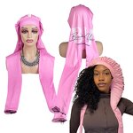 Turban Bonnet - Custom Logo Women's Braid Sleeping Cap with Tie Band Hair Dryer