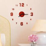 DIY Wall Clock Large Living Room Modern 3D - with Mirror Numbers for Home Office