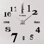 DIY Wall Clock Large Living Room Modern 3D - with Mirror Numbers for Home Office