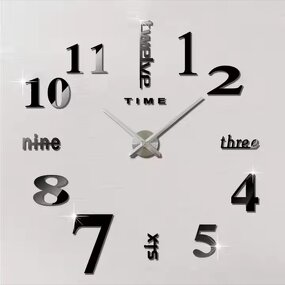 DIY Wall Clock Large Living Room Modern 3D - with Mirror Numbers for Home Office