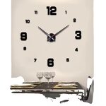 DIY Wall Clock Large Living Room Modern 3D - with Mirror Numbers for Home Office