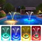 Waterproof Water Pump Floating Pool Fountain - with Lights for Bird Bath