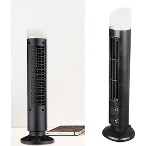 Tower Fan for Bedroom Portable USB Bladeless - 90 Degree Desk Fan with Light
