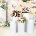 Acrylic Pedestal - Cylinders Display Stand Clear/White Plinth Pillar for Wedding Party