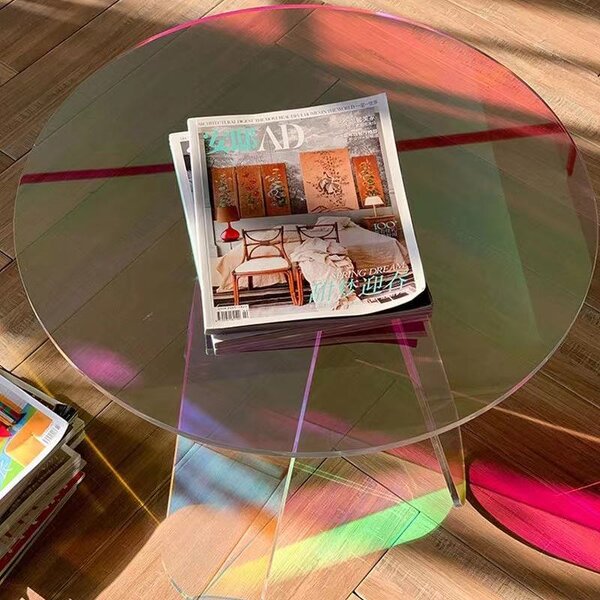 Acrylic Table - Round Colorful Newest Low Price Iridescent Rainbow