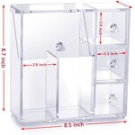 Makeup Brush Holder - Acrylic Organizer with 2 Brush Holders 3 Drawers Dustproof Box