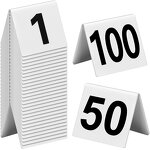 Table Numbers - 100 Pcs Acrylic 1-100 Double Side Tents for Restaurant Wedding Party