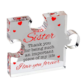 Photo Frame - Acrylic Transparent Puzzle Ornament Novelty Desktop Decoration for Holidays